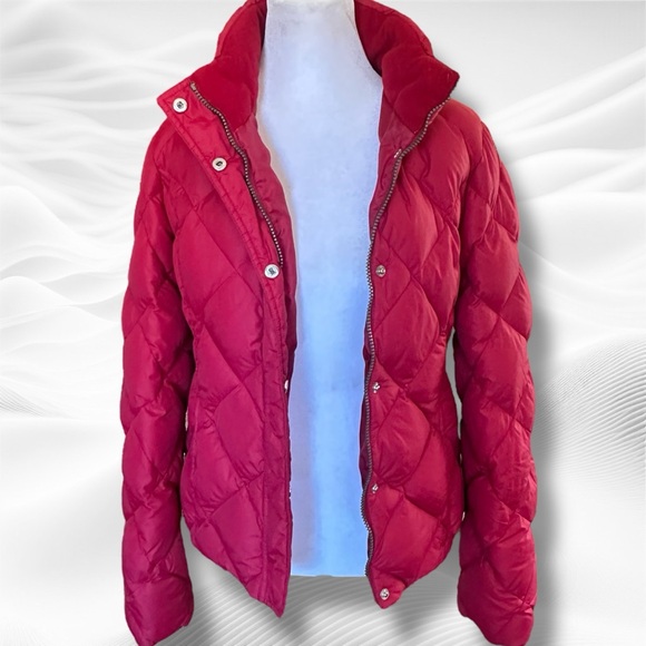 NWOT Eddie Bauer Goose Dow Red EB700 Quilted Puffer Jacket Size Small - Picture 2 of 12